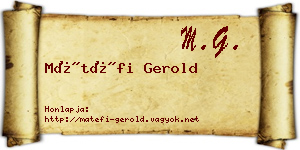 Mátéfi Gerold névjegykártya